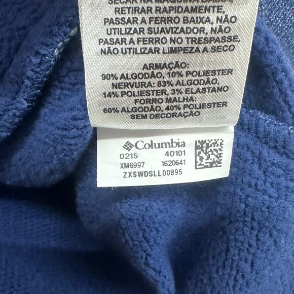 Columbia Men's Blue Pullover 1/4 zip Cotton Sweater Sweatshirt Kangaroo Pocket M - Picture 5 of 6